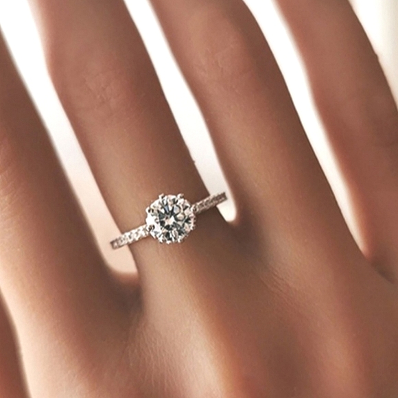 Pavé CZ Diamond Engagement Ring - Picture 2 of 5